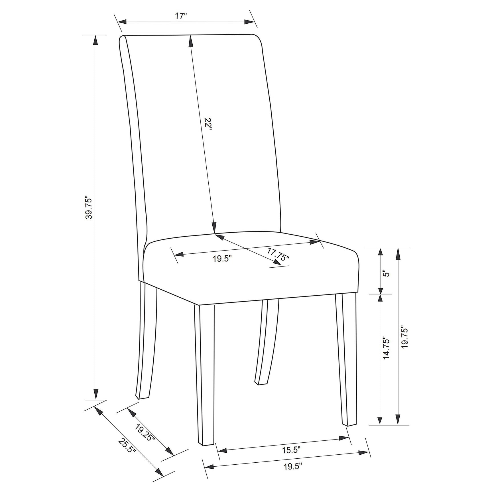 Herran beige upholstered dining side chair front angle