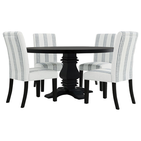 Herran beige upholstered dining side chair front angle