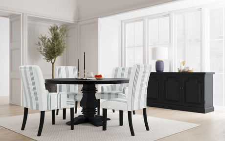 Herran beige upholstered dining side chair front angle