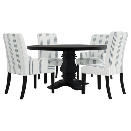 Herran beige upholstered dining side chair front angle