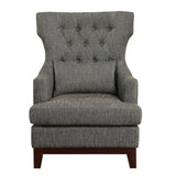 Adriano brown-gray tufted fabric upholstered accent chair front view