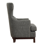 Adriano brown-gray tufted fabric upholstered accent chair right side view