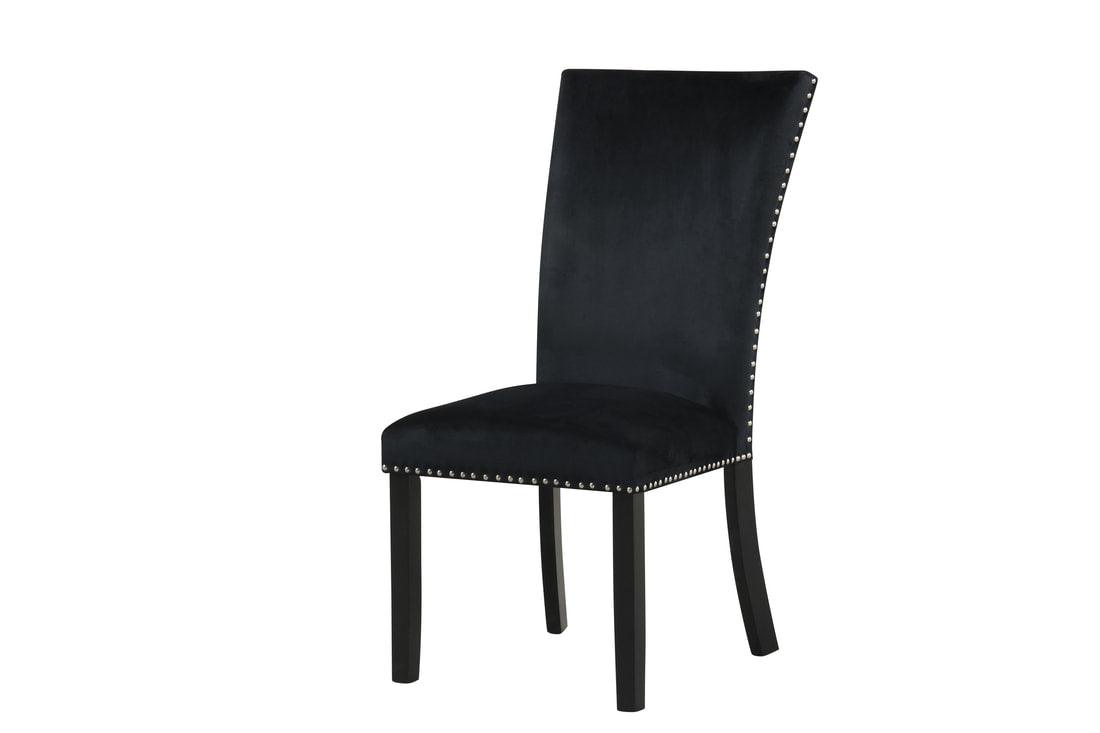 room setting with Onyx Black Faux Marble dining set