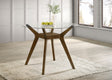 Paxton dining table close-up of tempered glass top