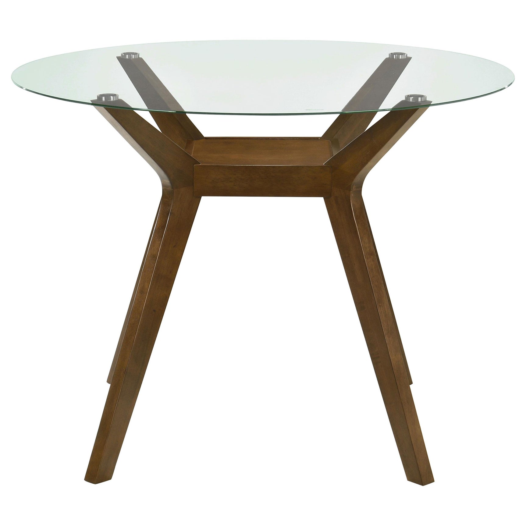 Paxton table leg detail with warm brown finish