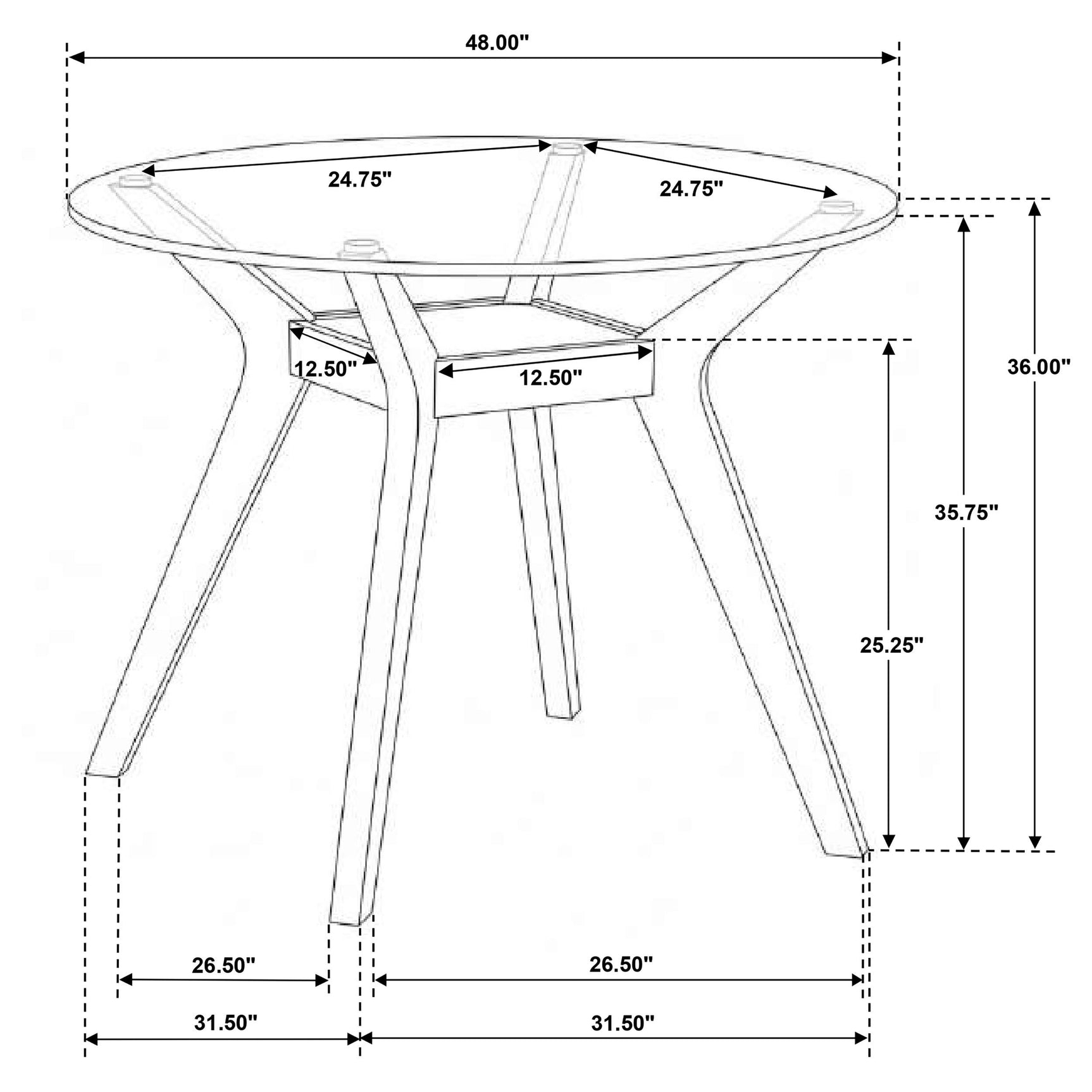 Top-down view of Paxton counter height dining table