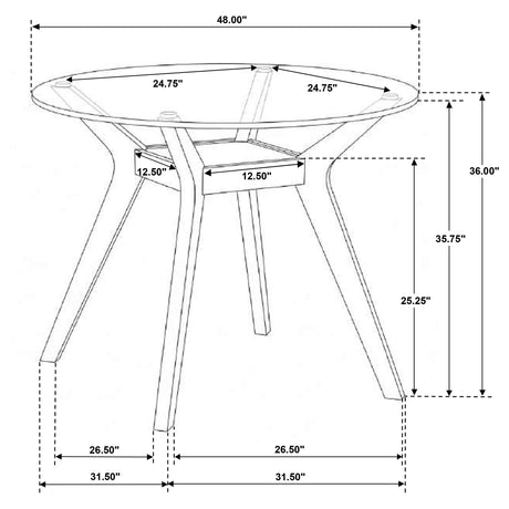 Top-down view of Paxton counter height dining table