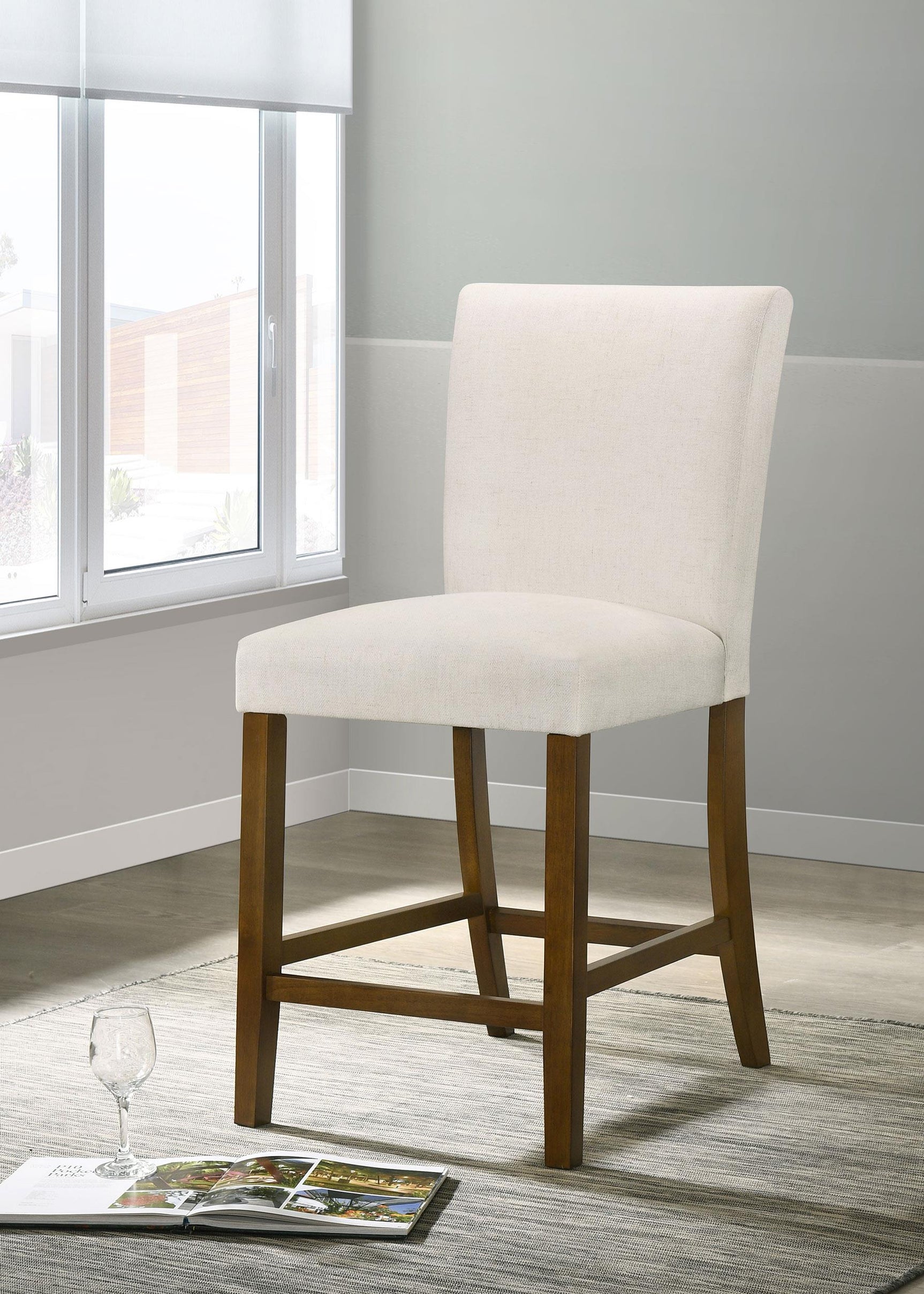 Paxton Beige Upholstered Counter Height Dining Chair side angle