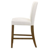 Paxton Beige Upholstered Counter Height Dining Chair front and side view