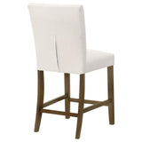 Paxton Beige Upholstered Counter Height Dining Chair front and side view