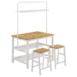 side view of Edgeworth White Kitchen Island Counter Height Dining Set