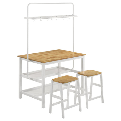 side view of Edgeworth White Kitchen Island Counter Height Dining Set
