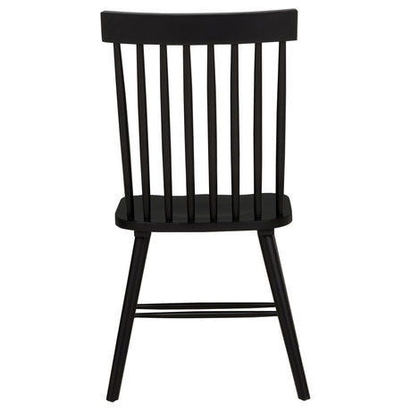 Andrews Windsor chair seat and spindles, close-up