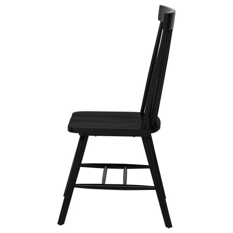 Back view of black Windsor dining side chair