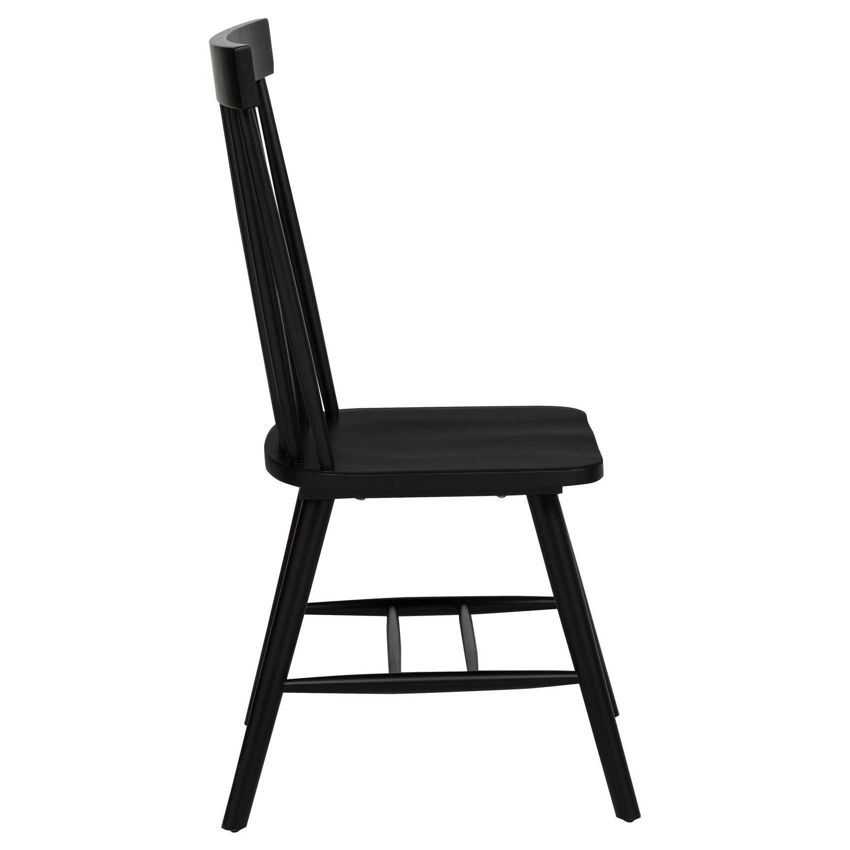 Side chair angled view with black finish