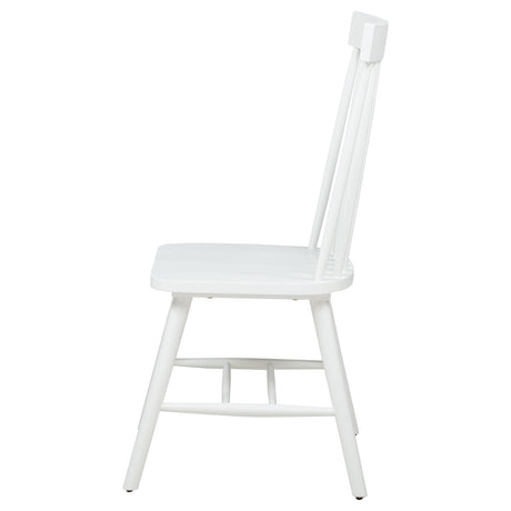 Andrews Windsor chair white angled leg and stretcher detail