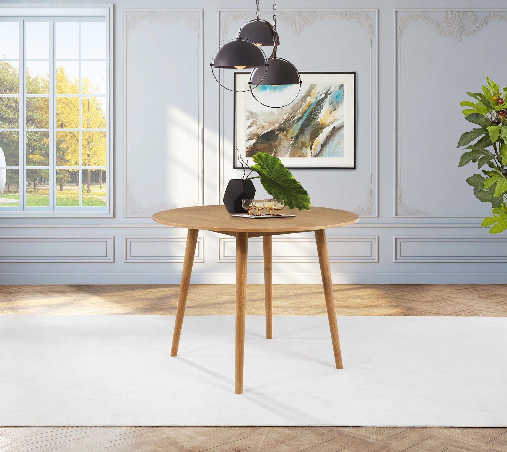 Andrews dining table showing natural wood grain on tabletop