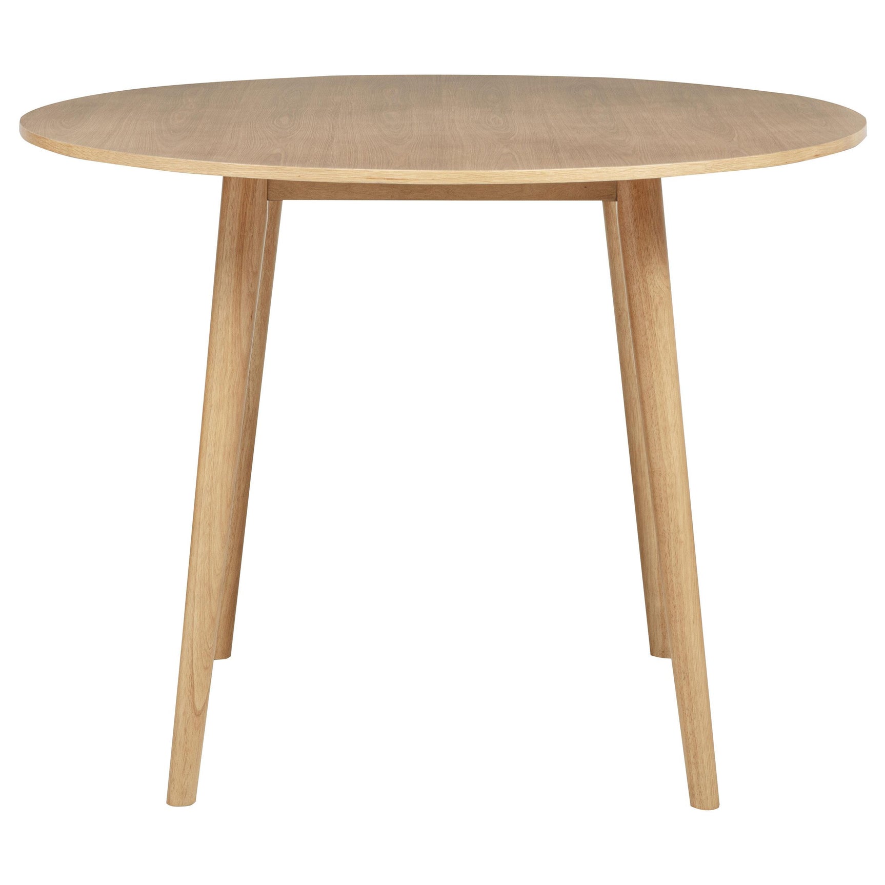 Close-up of tapered Asian hardwood legs with plastic glides