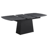 Close-up of faux marble melamine tabletop