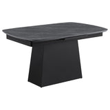 Side angle of Potero dining table with extension leaf
