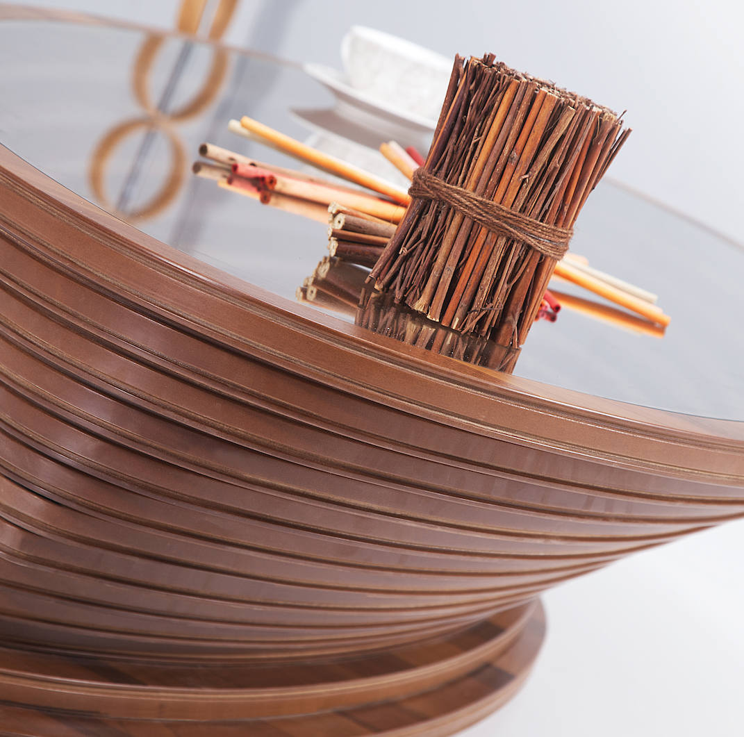 Alexa walnut coffee table top surface