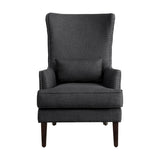 Avina Charcoal Fabric Wingback Accent Chair - front angle