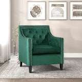 Grazioso Forest Green Velvet Tufted Accent Chair leg detail