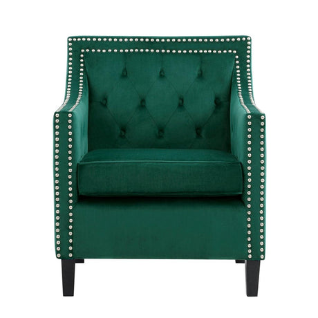 Grazioso Forest Green Velvet Tufted Accent Chair front view