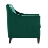 Grazioso Forest Green Velvet Tufted Accent Chair side view