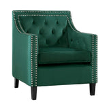 Grazioso Forest Green Velvet Tufted Accent Chair angled view