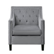 Grazioso dark gray velvet tufted accent chair front view