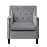Grazioso dark gray velvet tufted accent chair front view