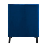 Grazioso navy velvet accent chair showing black finished wood legs