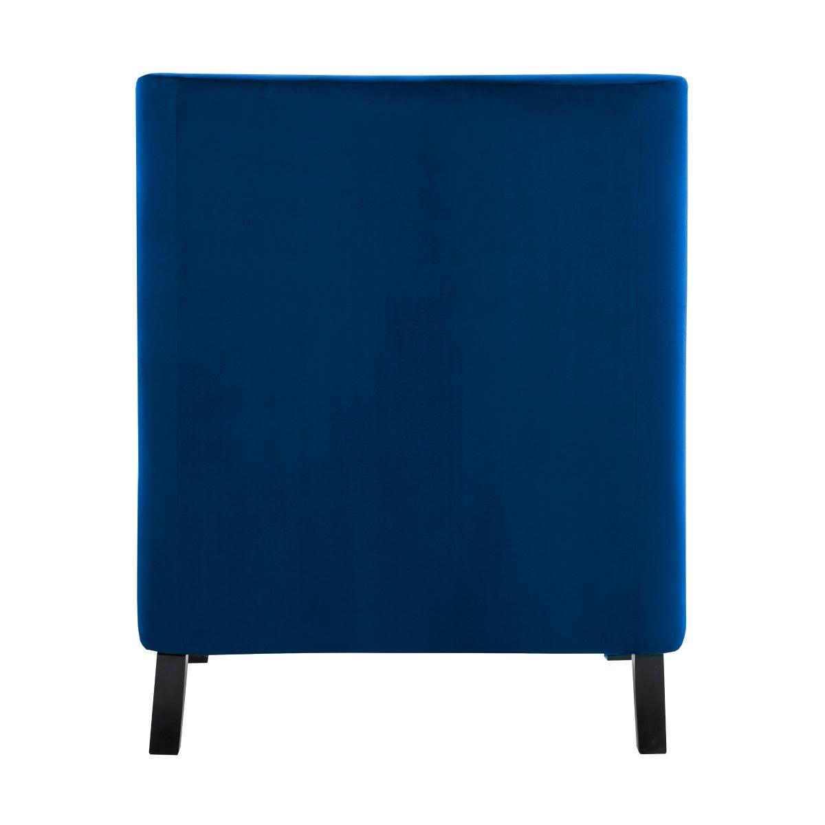 Grazioso navy velvet accent chair showing black finished wood legs