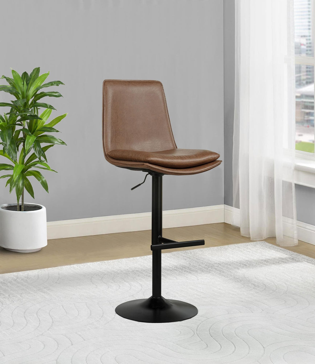 Eldridge Faux Leather Upholstered Adjustable Bar Stool Coffee — product image 2