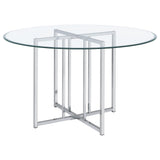 Pace 48-inch Round Glass Top Dining Table Chrome — product image 3