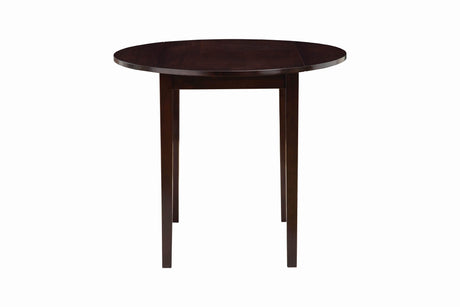 Side angle showing chair upholstery and table finish of G130005 set