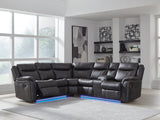 LED lighting on sectional in blue