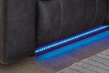 Blue LED lighting close-up on sectional corner