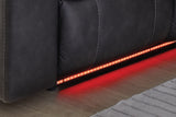 Red LED lighting close-up on sectional corner