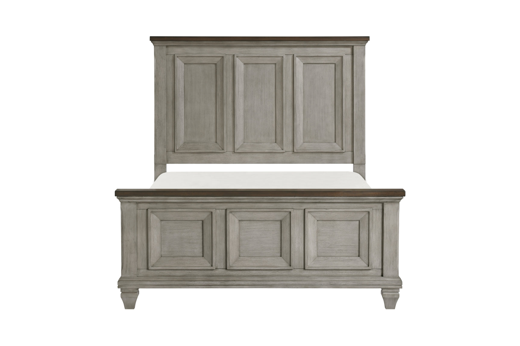 side view of Renton Gray gray panel king bed