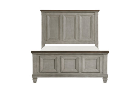 side view of Renton Gray gray panel king bed