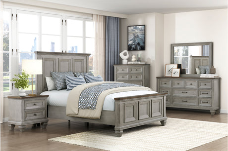 front view of Renton Gray gray panel king bed