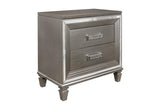 Main view of Tamsin Silver Gray Faux Leather LED Storage Platform Bedroom Set bed