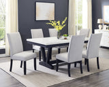 Detailed view of Vance Dove Gray Rectangular Dining Table surface