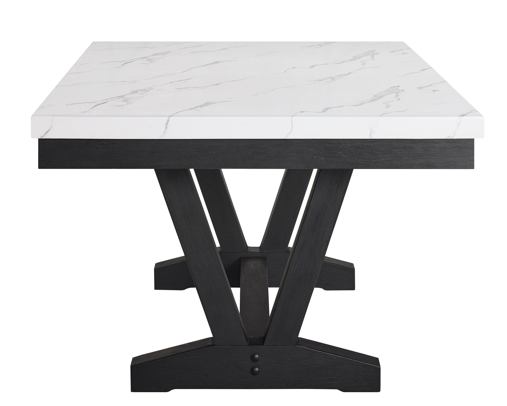 Main dining table view with dove gray finish