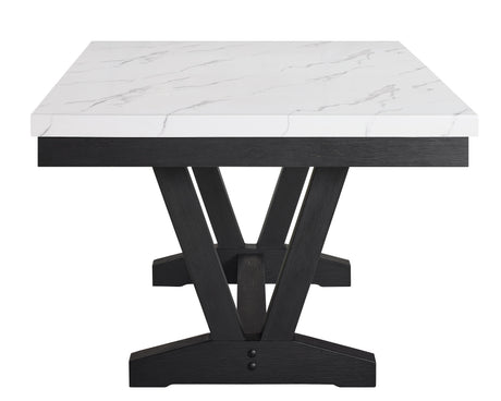 Main dining table view with dove gray finish