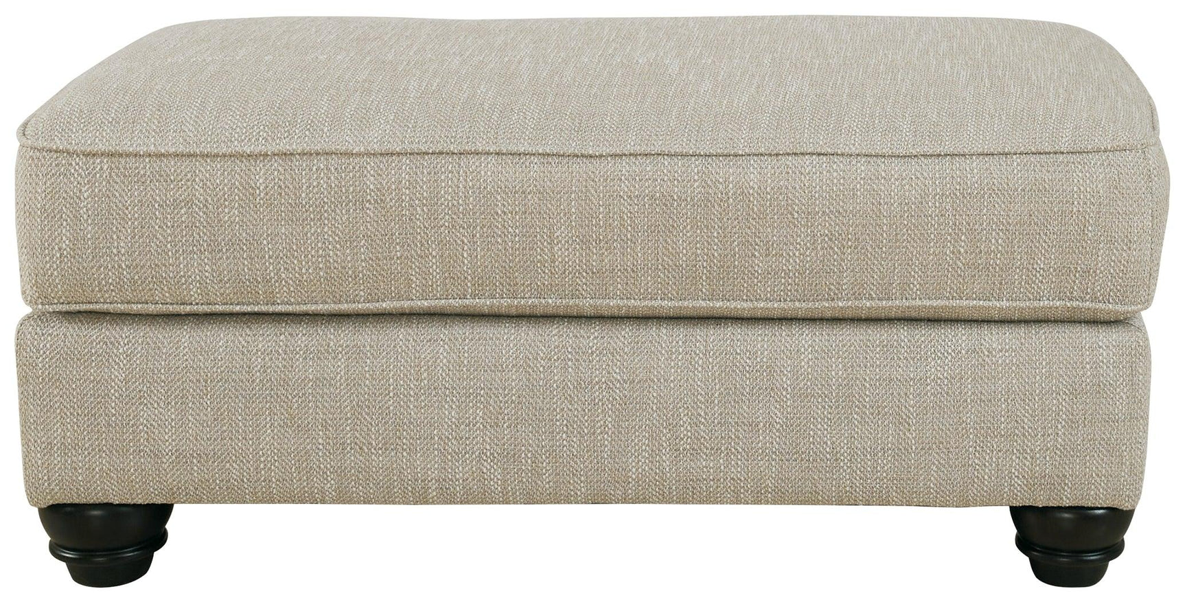 Asanti Fog Chenille Ottoman front head-on view with tufted cushion