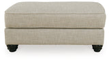 Front view of oversized chair cushions in Fog fabric