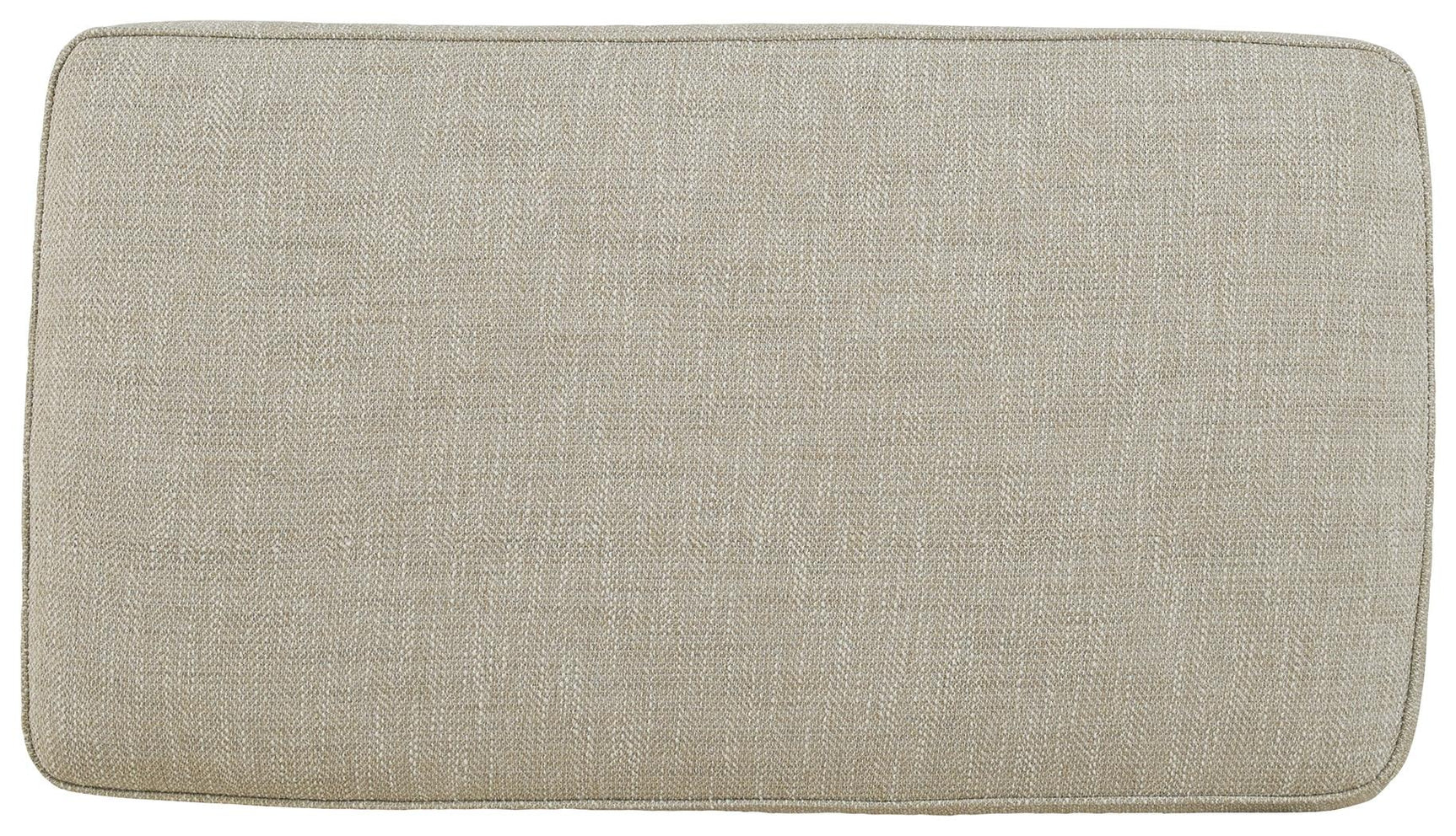 Asanti Fog Chenille Ottoman top view showing fabric texture and dimensions